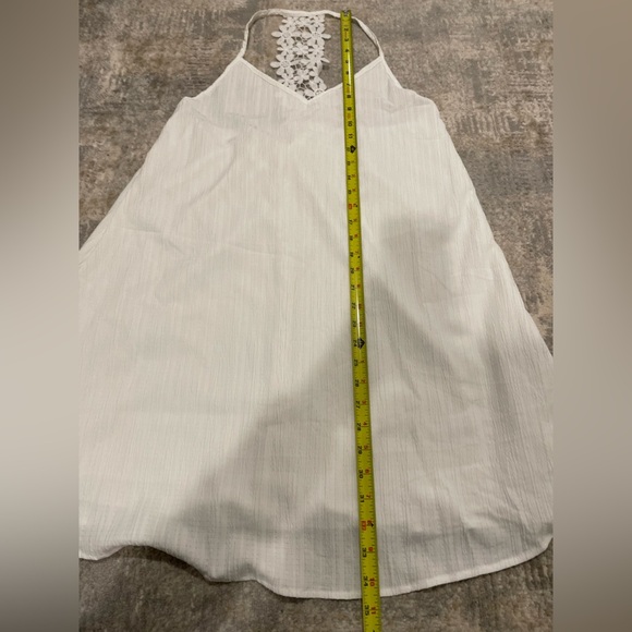 SHEIN White Dress Swim Cover Up Lace Racerback Thin Lightweight Summer ☀️ Sz Med - Picture 7 of 8
